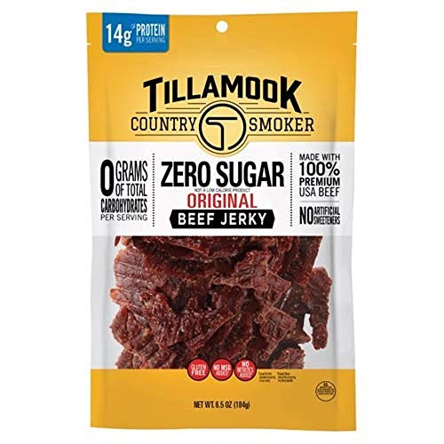 Tillamook Country Smoker Zero Sugar Original Keto Friendly Beef Jerky, 6.5 Ounce (Pack of 1)