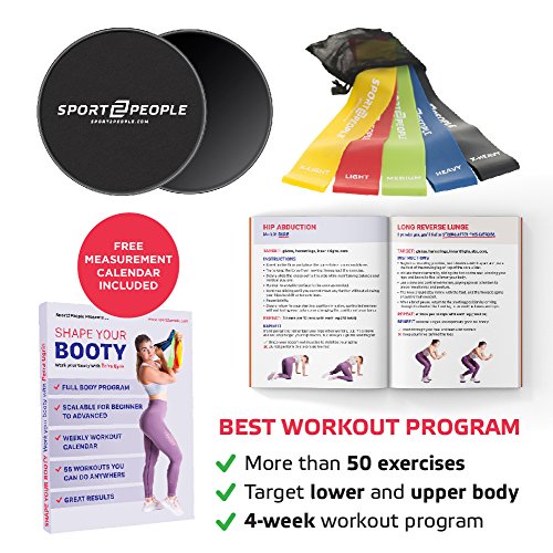 image for sport2people Exercise Resistance Loop Bands Set with Gliding Discs and