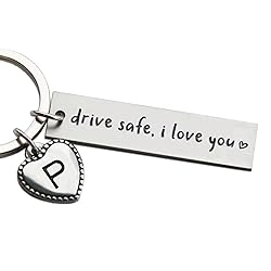 Personalized Initial Key Chain Gift, Drive Safe I