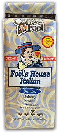 The Coffee Fool Fool's Decaf House Italian Whole Bean Coffee, 10 Ounce