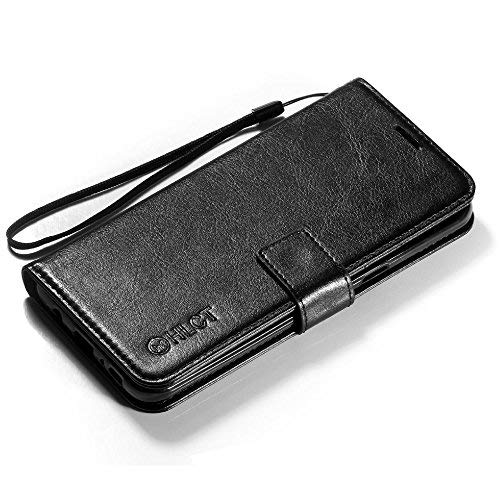 Samsung Galaxy S8 Plus Case, HLCT PU Leather Case, with Soft TPU Protective Bumper, Built-in Kickstand, Cash and Card Pockets (Black) - Thumbnail 4