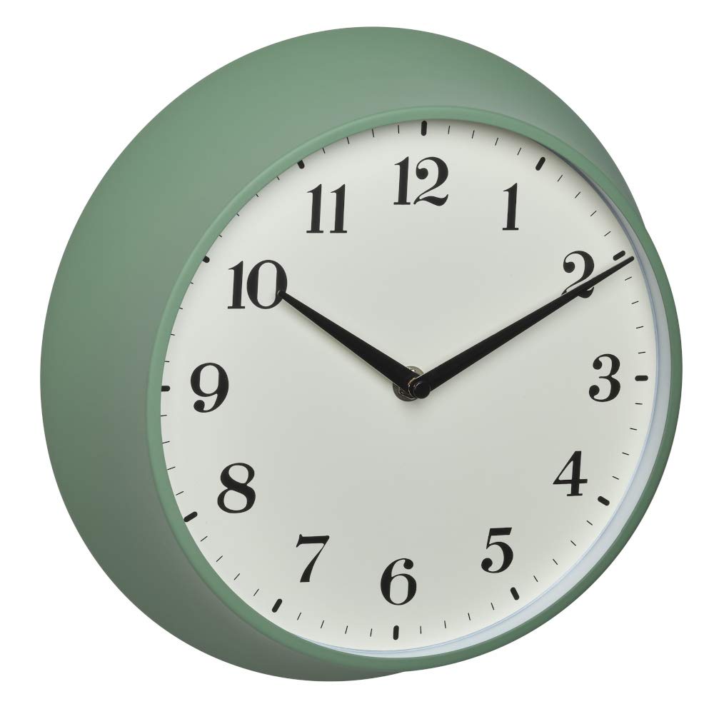 TFA Dostmann Analogue Retro Wall Clock, 60.3540.04, Radio-Controlled Wall Clock, Metal, Green, (L) 270 x (W) 82 x (H) 270 mm