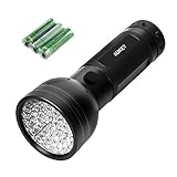 AUKEY UV Flashlight, 51 LEDs for Home & Hotel Inspection, Pet Urine & Stain Detection, Spot Counterfeit Money (Batteries Included)