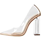 Richealnana Women's Clear Pumps for Women Heels Pointed Toe Clear High Heels Close Toe Dressy Pumps