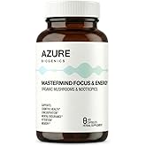 Mastermind Focus & Energy - Nootropic and Adaptogen Mushroom Supplement. Lion’s Mane, Cordyceps, Ginkgo - Supports Mental Clarity, Attention, Memory, Energy and Stamina* - Organic, Vegan, 60 Caps