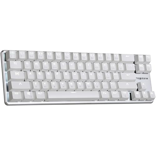 Qisan Gaming Keyboard Mechanical Wired Keyboard Cherry MX Brown Switch Backlight Keyboard 68-Keys Mini Design White