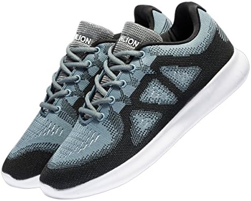 sanlion Men Knit Lightweight Cross Training Running Shoes Breathable Athletic Shoes (9.5 D(M) US/43 M EU, Black/Gray/White)