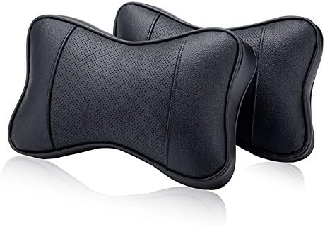 Mlotus Soft Car Neck Pillow Genuine Leather Car Auto Head Neck Rest Cushion Headrest Pillow Pad 2PCS
