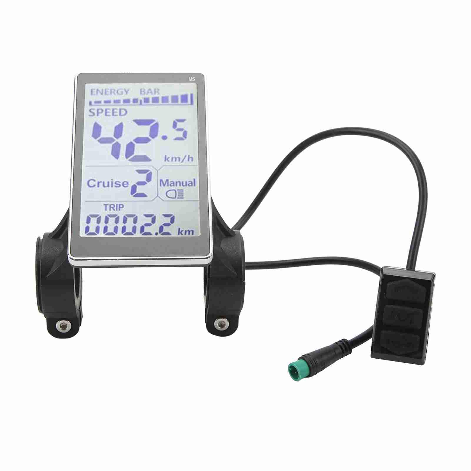 EIMSOAH Ebike LCD Display, Electric Bike LCD Meter 5 Pin 24V 36V 48V 60V, E Scooter M5 Panel Meter Screen, Bicycle Motor Controller Display for 31.8 22.2mm Electric Bikes