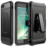iPhone 7 Plus Case, YOUMAKER Full-body Rugged Belt Clip Holster Case with Built-in Screen Protector for Apple iPhone 7 Plus (2016) 5.5 inch - Black/Black