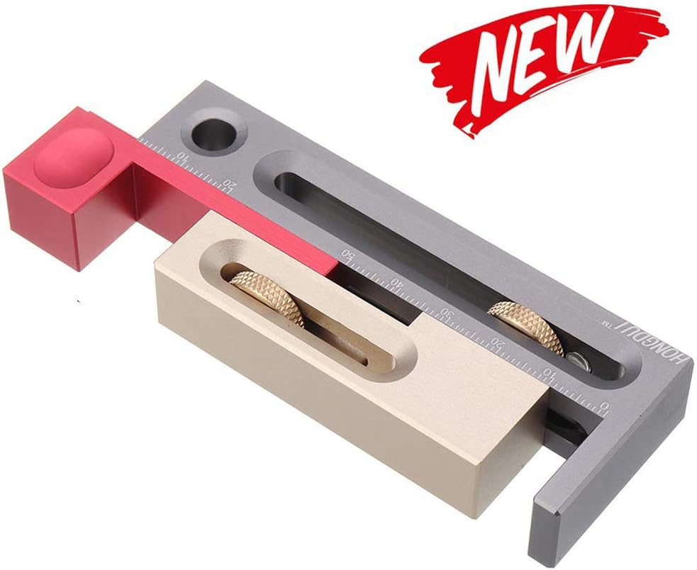 KKmoon Table Saw Slot Adjuster Mortise and Tenon Tool Movable Measuring Block Tenonmaker Length Compensation Router Table Set Up Woodworking Tools