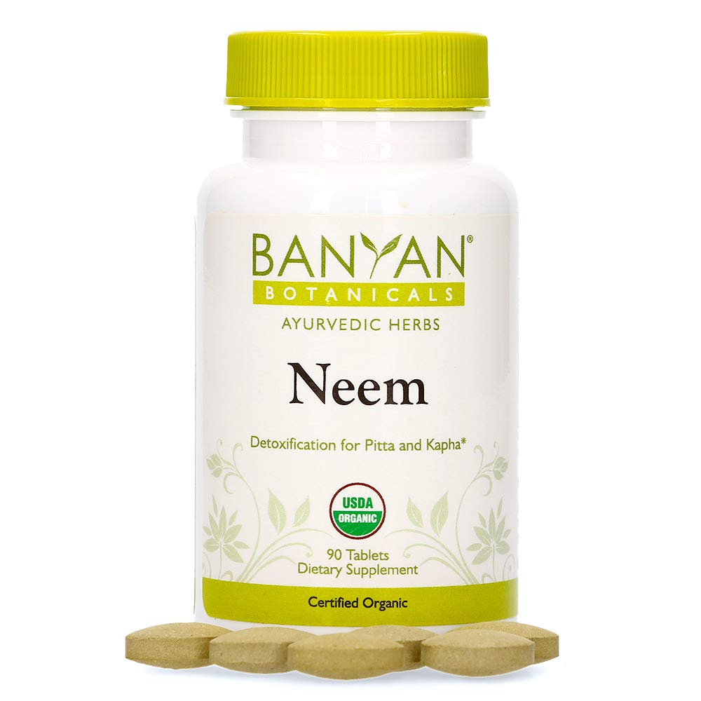 Banyan Botanicals Neem Tablets – Organic Neem Leaf (Azadirachta Indica) – Supports Natural Detoxification, Healthy Skin, and Immune Health* – 90 Tablets – Non-GMO Sustainably Sourced Vegan