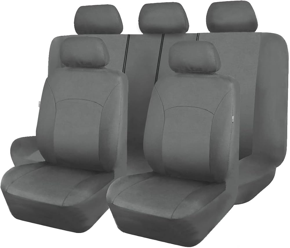 Flying Banner Car Seat Covers Full Set Universal Fit Airbag Compatible Grey