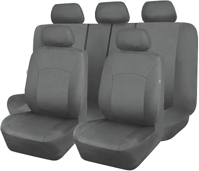 Flying Banner Car Seat Covers Full Set Universal Fit Airbag Compatible Grey