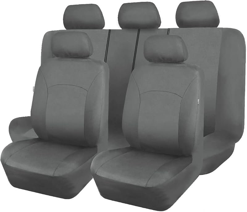 Flying Banner Car Seat Covers Full Set Universal Fit Airbag Compatible Grey