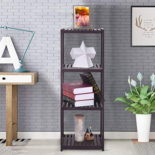 Oksale Bamboo Bathroom Shelf Bathroom Organizer Rack Wood Bathroom Corner Shelf, 4-Tier Narrow Shelving Unit Bathroom Towel Shelf Storage Stand, 38.6×13.8×13inch, USA Stock (Brown)