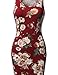 Casual Floral Fitted Sleeveless Racerback Bodycon Mini Dress Wine Size L