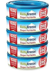 BabyBreeze Diaper Pail Refills Bags Compatible with Diaper Genie Diaper Disposal System - 1400 Count (5-Pack)