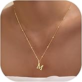 MDIEEL Valentines Gifts for Her Women - Initial Necklaces for Women Dainty 14k Gold Plated A-Z Letter Pendant Name Necklaces Cute Charm Choker Fashion Accessories Non Tarnish Trendy Jewelry Gift