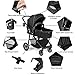 BABY JOY Baby Stroller, 2 in 1 Convertible Carriage Bassinet to Stroller, Pushchair with Foot Cover, Cup Holder, Large Storage Space, Wheels Suspension, 5-Point Harness, Black