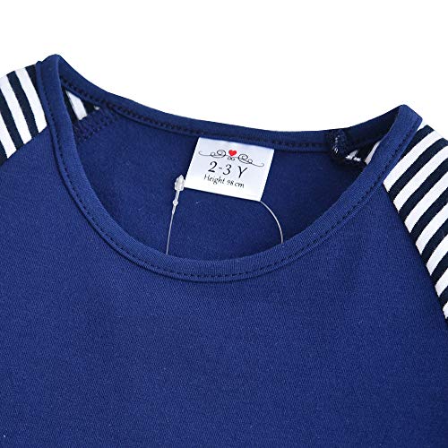 [- VIKITA Kids Girl Long Sleeve Cartoon Stripe Cotton T-Shirt Dresses  -]