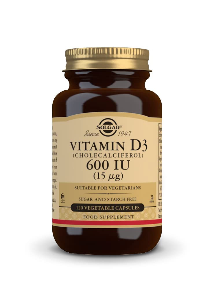 Solgar Vitamin D3 (Cholecalciferol) 600 IU (15 µg) Vegetable Capsules - Pack of 120 - Keeps Bones and Teeth Healthy, Supports Muscle Function and Immunity - Vegetarian