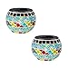 Solar Table Lamp Mosaic Glass Ball Lights Waterproof Warm White Decoration Light 2 Pack for Home, Garden, Patio (Multi-Color)