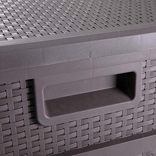 Ainfox Patio Storage Deck Box, Outdoor Storage Plastic Bench Box - All Weather Resin Wicker Deck Box Storage Container Bench Seat (Brown)