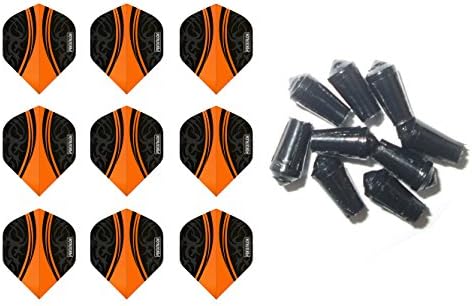 3 Sets of Pentathlon Vizion Swish Standard Dart Flights plus 3 Sets of Black Nylon Dart Flight Protectors (Orange)