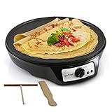 1 Griddle : NutriChef Electric Crepe Maker Griddle, 12 inch Nonstick Use also For Pancakes Blintzes Eggs & More Black (PCRM12)
