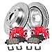 Callahan CCK12344 REAR Powder Coated Red [2] Calipers + [2] 5 Lug Rotors + Quiet Low Dust [4] Ceramic Pads Performance Kit