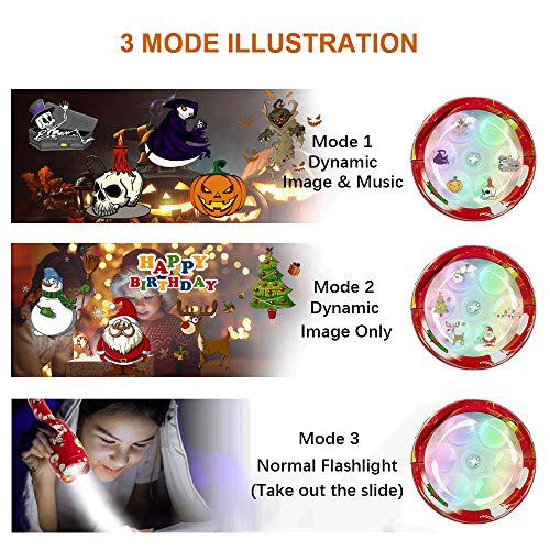 LED music Christmas Lights Projector,Handheld Kids Projection Flashlight with 32 unique images Light Show, Halloween Lights Decoration for Christmas Easter Halloween, Carnival and Birthday Party - Thumbnail 4
