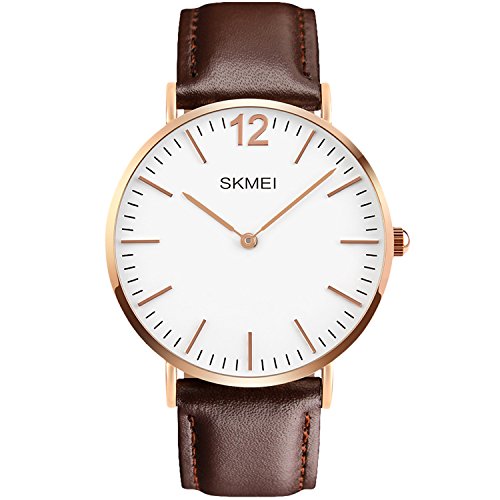 Men's Quartz Watch, Aposon Fashion Classic Business Analog Wrist Watch Casual Dress Leather Watches - Brown