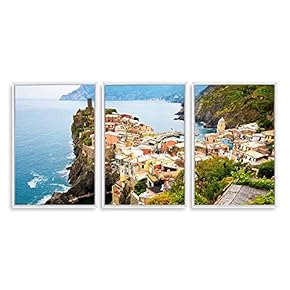 3 Piece Framed Canvas Wall Art for Living Room, Bedroom Italy City Landscape Canvas Prints for Modern Home Decoration Ready to Hang - 16"x24"x3 Panels