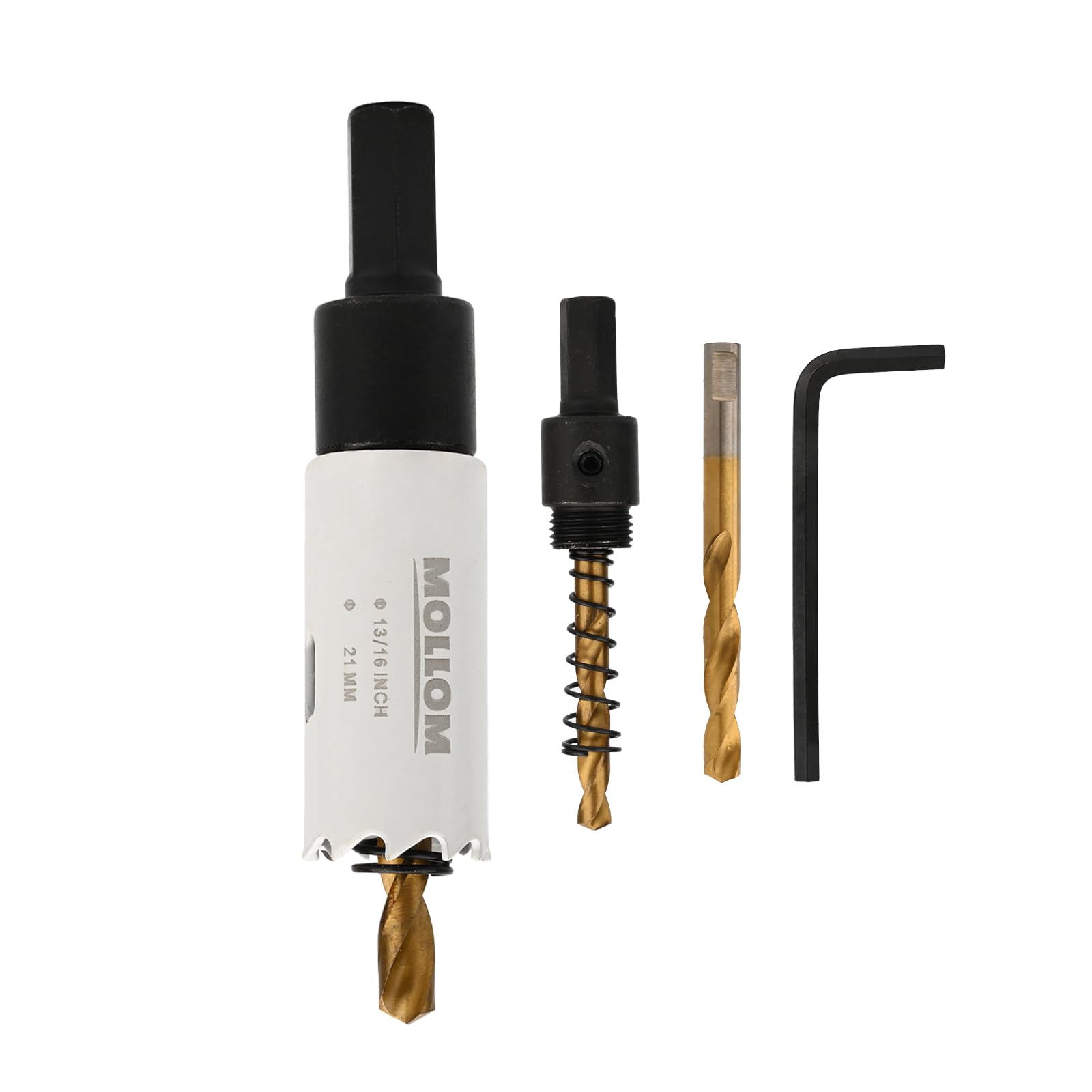 Mollom (21mm | 13/16") HSS M42 with 8% cobalt BI-Metal Hole Saw with 2 Pilot Drill Bits & Arbor Smooth Cutting for PVC,Drywall,Wood,Plastic,Gypsum Board,Rubber — image 1