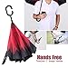 Glamore Umbrella, Reverse Umbrella, Creative Double Layer Hands Free Inverted Umbrella Straight Waterproof Inside Out Travel Umbrella Red-Black