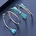 USA Annabel Turquoise Tassels Wrap Bangle Bracelet - Fashion Bohemian Jewelry Multilayer Charm Wire Bracelet for Women and Girls