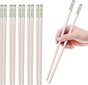 5 Pairs Reusable Chopsticks, Fiberglass Alloy Chopsticks Gift Set w/ Japanese Style, Dishwasher Safe & BPA Free Chopsticks for Asian Food, Light Pink / Light Green