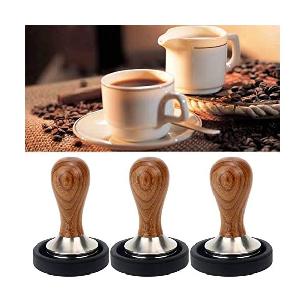 S-TROUBLE Barista Espresso Tamper Holzgriff Kaffeehammer Edelstahl Flat Tamper Base Kaffeestempel mit Matte Kaffeepulver… – Bild 5