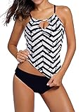 Women's Striped Printed Tankini Tops And Triangle Briefs Two-piece Swimsuits