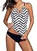 MOONOO Women's Striped Printed Tankini Tops And Triangle Briefs Two-piece Swimsuits