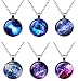 EVELICAL 6 Pcs Womens Mens Galaxy Universe Astronomy World Pendant Chain Necklace for Women Fashion Jewelry