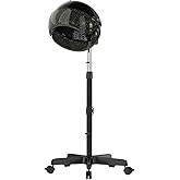 Kingsteam Ionic Hooded Hair Dryer, 1300W Standing Hair Dryer with Gentle Even Heat, 3 Heat & Timer Settings, for Deep Conditioning, Curl Styling & Hands-Free Drying, Rolling Stand for Home Use