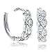 Gemini Women's Gift Infinity Knot Twisted Huggie Round Hinged Hoop Cubic Zirconia Earrings Gm072, Color: White Gold