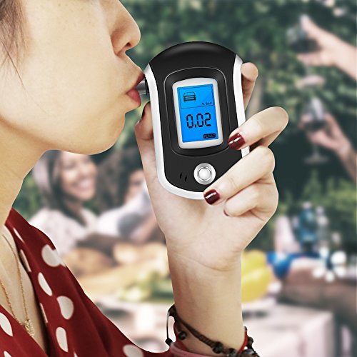 Breathalyzer, Breath Alcohol Tester, Digital Battery Power Alcohol Detector, Portable BAC Tracker with Mini Blow Pipe and LCD Display -Black