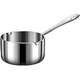 Lomoker Butter Warmer Pot, Small Sauce Pan, Thick 3-PLY Heavy Duty Stainless Steel Cooking Pot for Milk, Coffee, and Melting Chocolate, 0.5-Quart