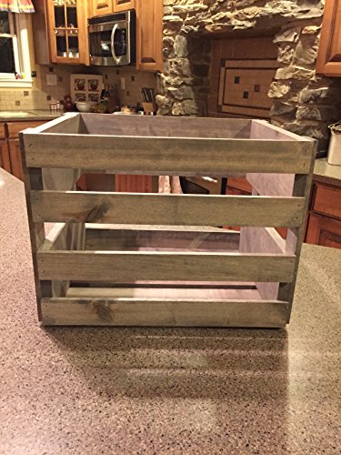 Antique Gray Vinyl Record Holder Wood Crate