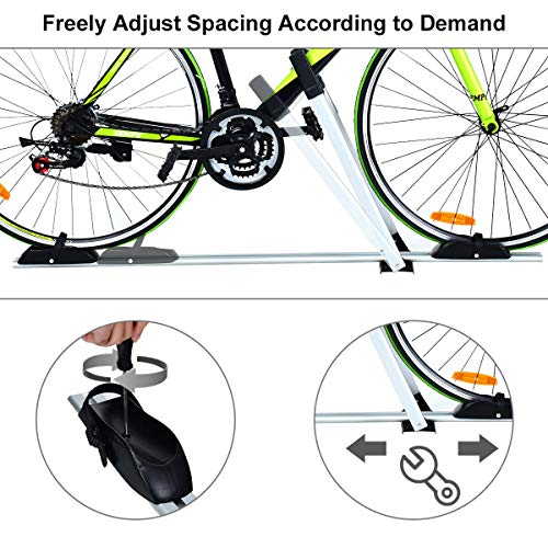 Goplus Upright Roof Mount Bike Rack, Aluminum Car Rooftop Bike Carrier Bicycle Racks with Lock