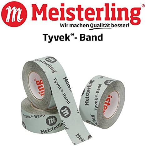 Meisterling® Tyvek® Single-Sided Adhesive Tape for Insulating Underlay Web, Permeable, Often Used in Combination with Steam Brake, Sealing or Breathable; Adjustable Moisture; Vapour Barrier; Newly Developed Solvent-Free High Performance – Acrylate – Dispersions; 60 mm Width x 25 Metre Roll, grey