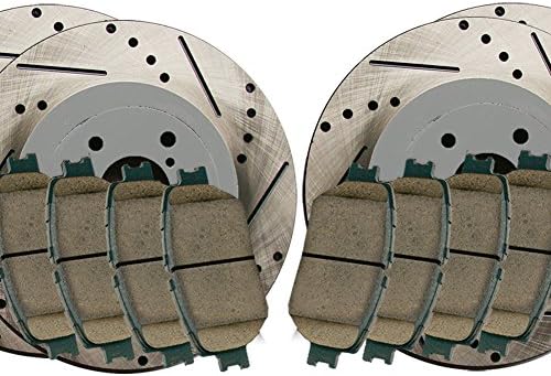 Speedy Brake Kit Drilled and Slotted Disc Brake Kit - Front and Rear Rotors with Pads SB3967X4KSLVR - Silver
